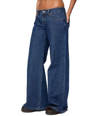  Raiyne Low Rise Wide Leg Jeans in Dark Blue Washed