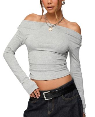Milane Ruched Off Shoulder Ribbed Top