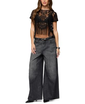 Kira Sheer Lace Fringe Top