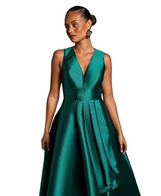 Sleeveless Plunge Waterfall Maxi Dress