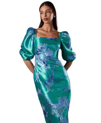 Bubble Sleeve Jacquard Dress