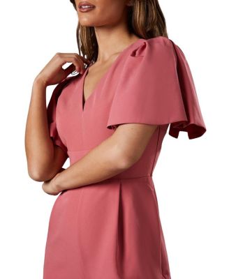 Flutter Sleeve Plunge Jumpsuit