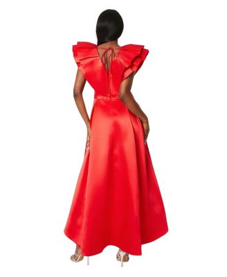 Frill Sleeve V-Neck Midi Dress