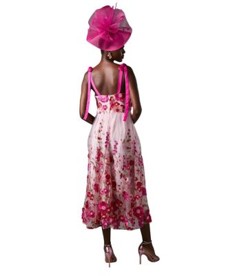 Embroidered Mesh Midi Dress