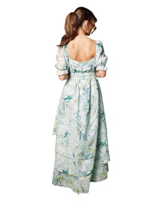 Short Sleeve Printed Chiffon Midi Dress