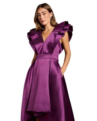 Frill Sleeve V-Neck Midi Dress