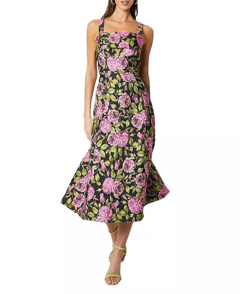 Coast Wide Strap Jacquard Midi Dress