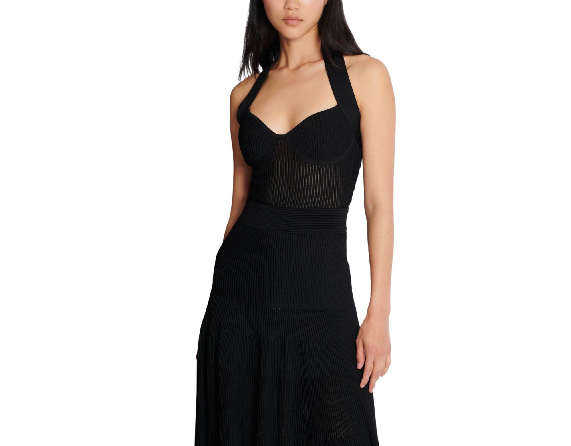 Halterneck Pleated Knit Midi Dress — Image 6