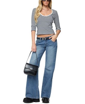 Poppie Striped V Neck Top