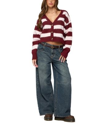 Kaz Striped Knit V Neck Cardigan