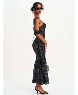 Yadira Polka Dot Chiffon Maxi Dress