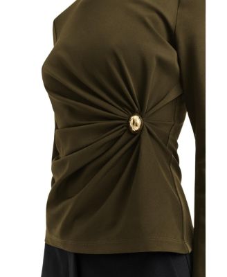 Mailey  Jersey Brooch Long Sleeve Top