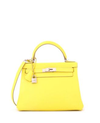 Kelly 28 Handbag Yellow Evercolor with Palladium Hardware