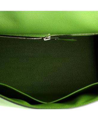 Kelly 28 Handbag Green Epsom with Palladium Hardware