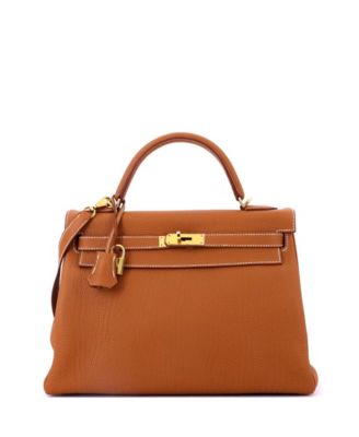 Kelly 32 Handbag Brown Togo with Gold Hardware