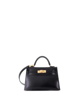 Kelly 20 Handbag Black Tadelakt with Gold Hardware