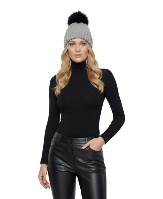  Knit Beanie with Toscana Lamb Pompom