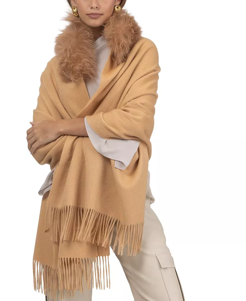 Gorski Select Cashmere Stole With Select Lamb Collar