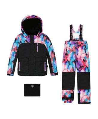 Deux par Girls' Two-Piece Butterfly Colorblocked Play Snowsuit - Little Kid