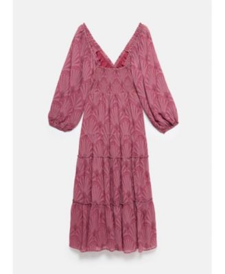  Women's Floral Design Midi Dress