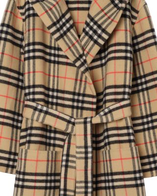 Merino Wool &amp; Cashmere Check Robe
