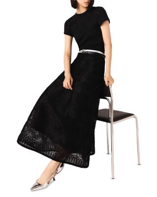 Embroidered Basket Weave Knit Skirt