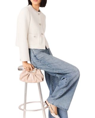 Faux Pearl Trim Tweed Jacket