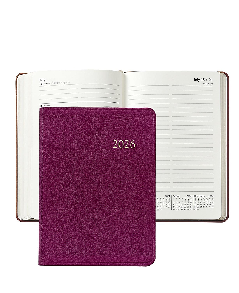 Graphic Image 2026 Goatskin Leather Weekly Notebook