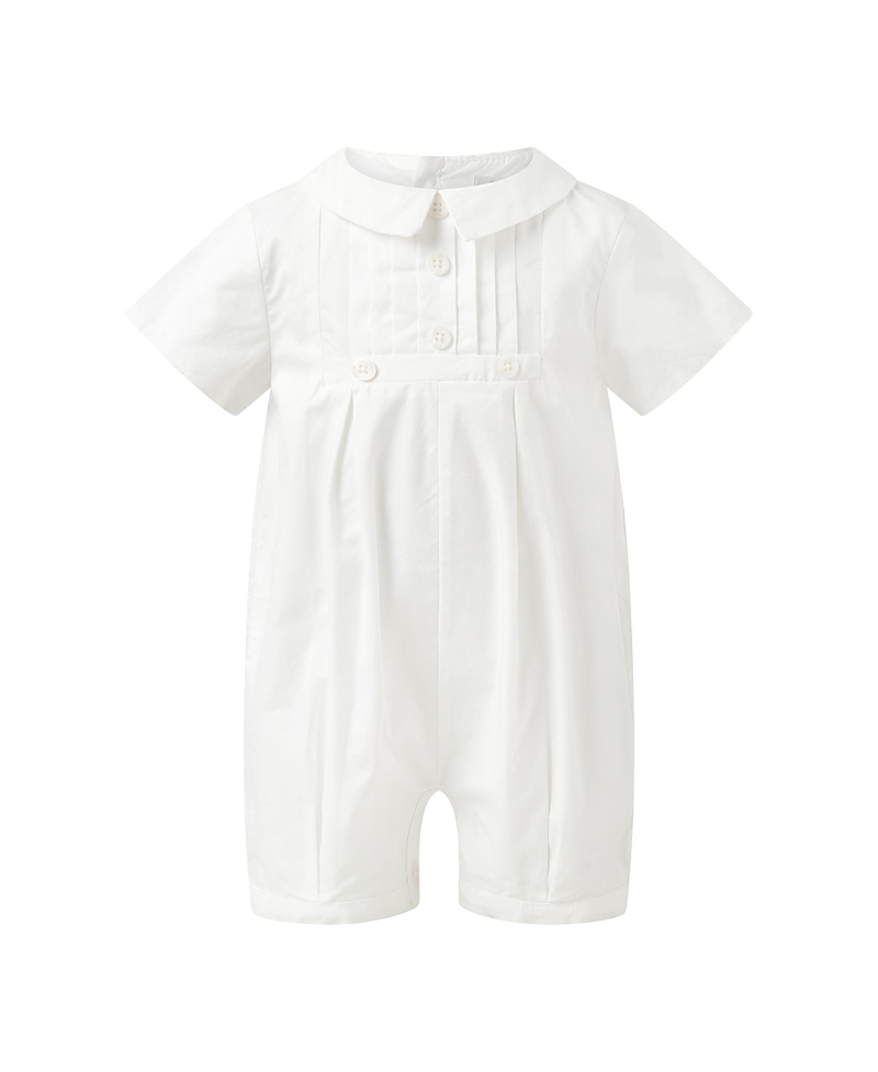 Rachel Riley Boys' Pintuck Romper and Bonnet - Baby