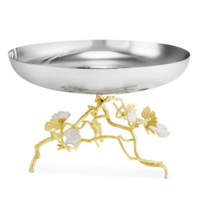 Butterfly Gingko Gold Tone Fruit Bowl