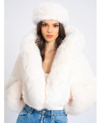 Kali Cropped Faux Fur Jacket with Hood