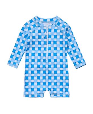 Boys' Ocean Grid Long Sleeve Sunsuit - Baby