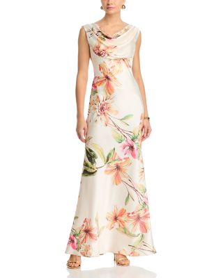Sleeveless Drape Neck Gown