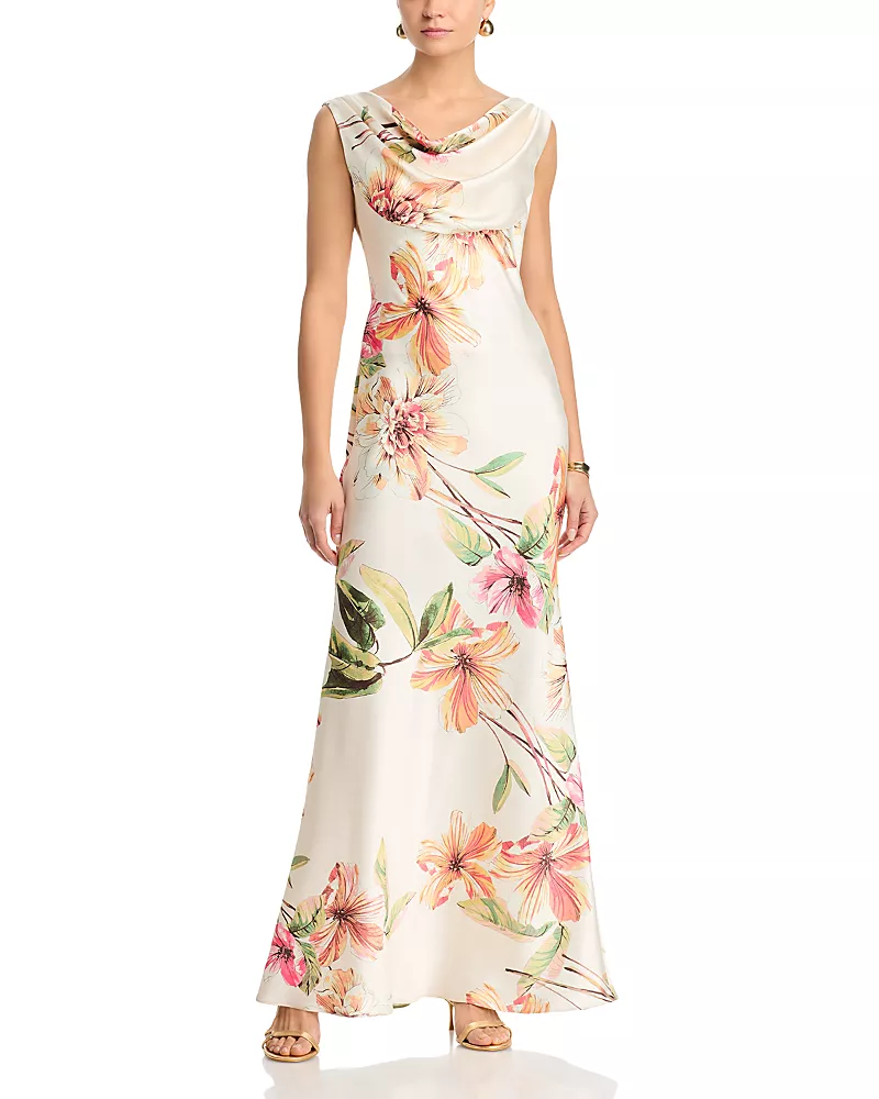Eliza J Sleeveless Drape Neck Gown