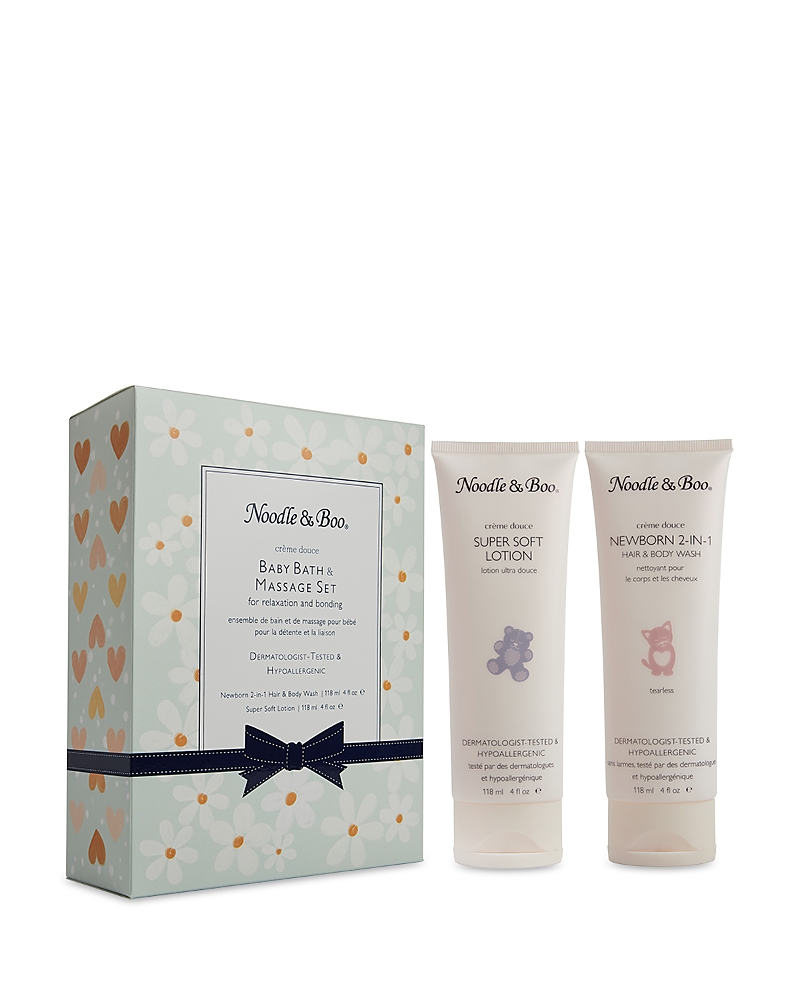 Noodle & Boo Baby Bath & Massage Set, Green Daisy & Heart