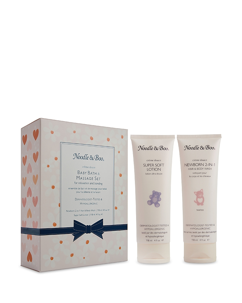 Noodle & Boo Baby Bath & Massage Set, Pink Daisy & Heart