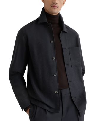 REISS Cooper Long Sleeve Wool Blend Patch Pocket Shacket | Bloomingdale's