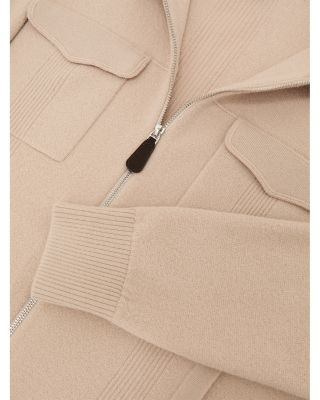 Calder Long Sleeve Zip Through Twin Pocket Merino Jumper Jacket