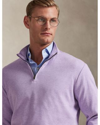 Textured Double-Knit Quarter Zip Sweater