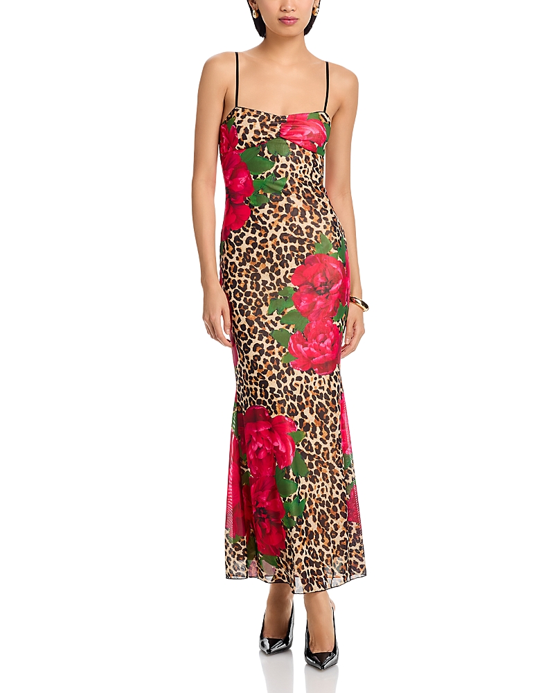 Aqua Leopard Mesh Maxi Dress - Exclusive