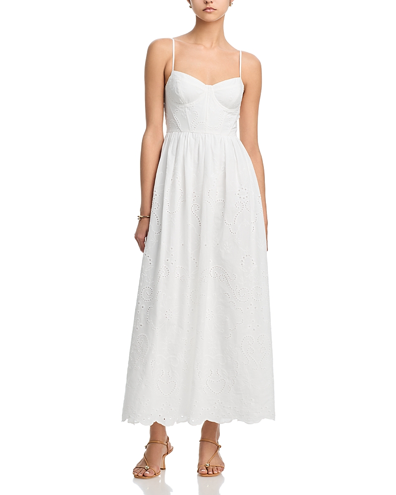 Aqua Sleeveless Eyelet Bustier Midi Dress - Exclusive