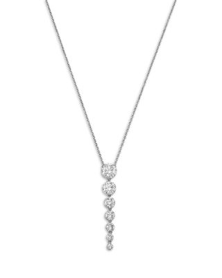Luxe Collection Certified Lab Grown Diamond Graduated Linear Drop Pendant Necklace in 14K White Gold, 2.0 tcw