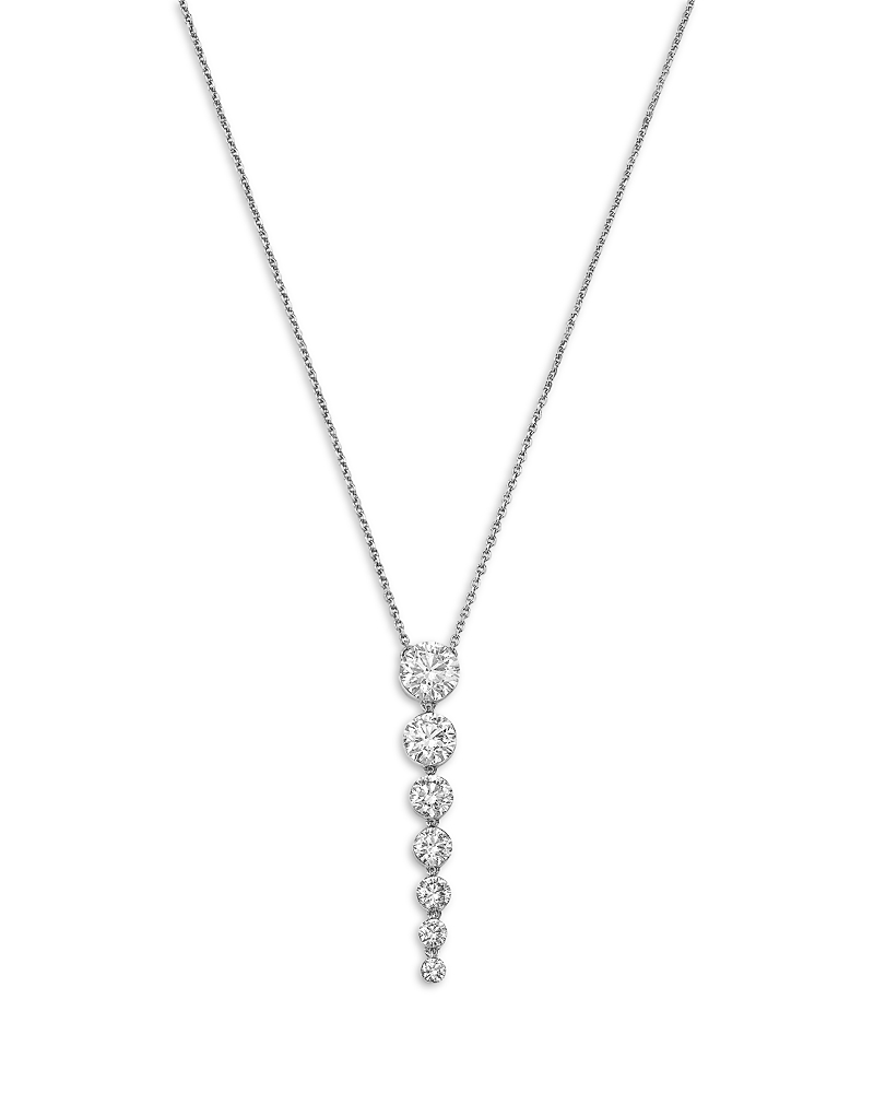 Bloomingdale's Fine Collection Luxe Collection Certified Lab Grown Diamond Graduated Linear Drop Pendant Necklace in 14K White Gold, 2.0 tcw