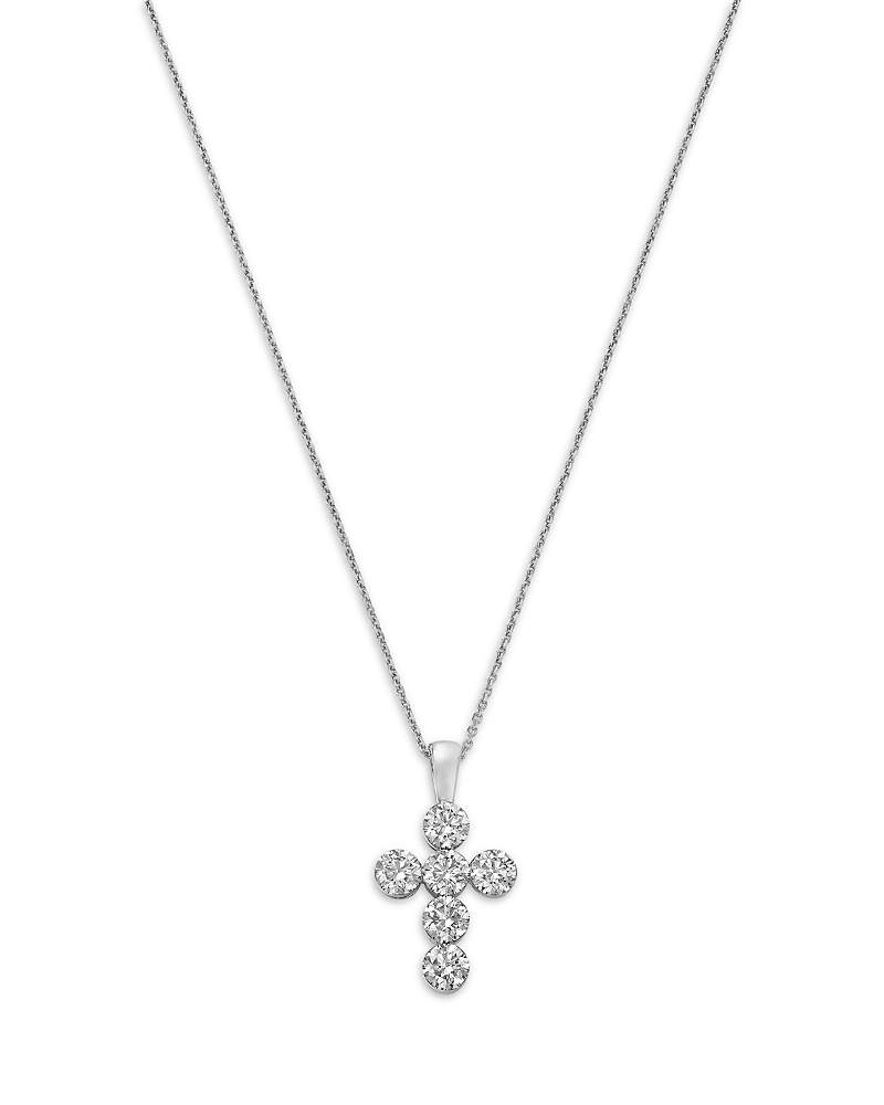 Bloomingdale's Fine Collection Luxe Collection Certified Lab Grown Diamond Cross Pendant Necklace in 14K White Gold, 2.0 tcw
