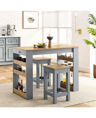 Galley Kitchen Island and Stool, Set of 3