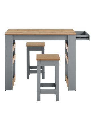 Galley Kitchen Island and Stool, Set of 3