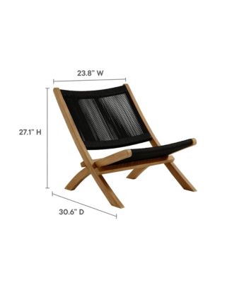 Vienna Outdoor Patio Teak and Rope Folding Lounge Chairs and Side Table, Set of 3