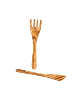  Olive Wood Serving Spatula Forks, Set of 2
