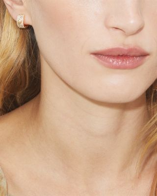 Miller Pav&eacute; Double T Huggie Hoop Earrings 