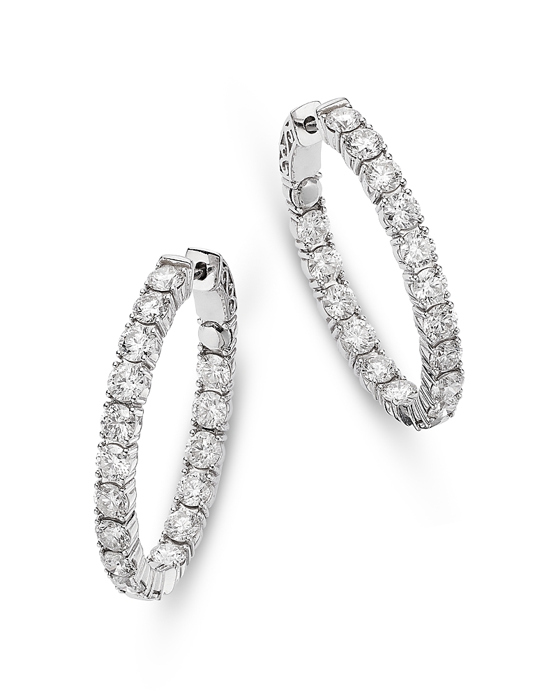 Bloomingdale's Fine Collection Luxe Collection Certified Lab Grown Diamond Inside Out Hoop Earrings in 14K White Gold, 5.0 tcw
